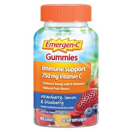 Emergen-C 750mg Vitamin C Gummies for Adults, Immune Support Gummies, Gluten Free, Strawberry, Lemon and Blueberry Flavors, Back to School Essentials 