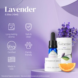 Natscent Lavender Essential Oils for Diffusers for Home, Nature-derived Lavender Essential Oil, Long-Lasting & Family-Friendly Diffuser Oils Scents, IFRA Certified, Cold Air & Ultrasonic - 0.33 oz