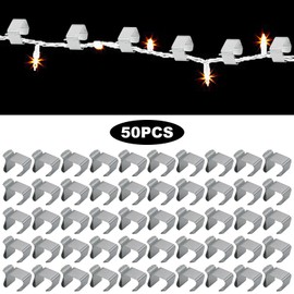50 PCS Christmas Lights Gutter Hooks, 0.8'' x 0.6'' Galvanized Holiday Lighter Roof Hooks, Light Clips Xmas Light Hangers, Outdoor Seasonal Lighting Hooks for Christmas Light Kitchen Bathroom Garden