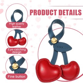 XUZOPIM Cherry Bag Charm Versatile Cherry Keyring And Purse Pendant Leather Fruit Keyring Fashionable Bag Pendant Red Cherry Pendant Bag Charms Birthday Gifts For Women