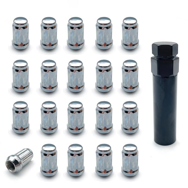 M12x1.5 Chrome Spline Lug Nuts, 20pcs Chrome Closed End Lug