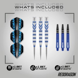 RED DRAGON Gerwyn Price Blue Iceman Originals - 24g Tungsten Darts Set | 90% Professional Steel Tip Darts with Flights & Stems | Precision Balanced | High-Performance Dart Set
