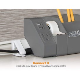 Bostitch Office Desktop Power + USB Hub, 2 USB Ports, 120V Power Outlet, Gray (KT-POWER-GRAY)