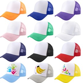 SGBETTER 12 Pack Child Trucker Hats Bulk DIY Sublimation Baseball Cap Blank Mesh Trucker Cap for Kids Summer Outdoor Sports, 12 Colors (UK, Alpha, One Size, Color Set 2)