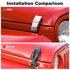 JWWY for Jeep Wrangler Hood Latches Aluminum Stainless Steel Hood Catch Latches Fastene with Lock Kit Fit for Jeep Wrangler JK/JKU 2007-2017, JL/JLU 2018-2024 & Jeep Gladiator 2020-2024,4XE Chrome