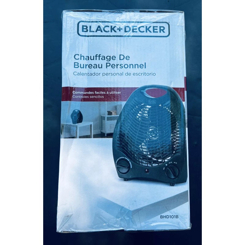 Black+Decker Personal Desktop Heater Black Adj Thermostat, Overheat & Tip