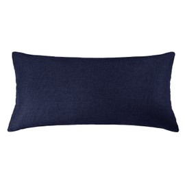 Aiking Home Woven Fine Faux Linen Throw Pillow Cover, Size 12"x24", Navy