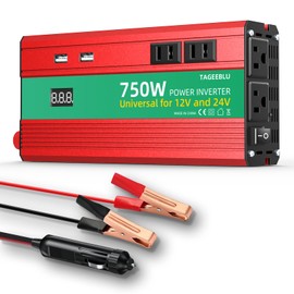 TAGEEBLU 750W Power Inverter, DC 12V/24V to 110V AC Car Inverter for Truck, Home, Vehicles, Laptop, Trip