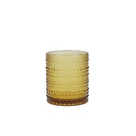 Fortessa Jupiter Beaded Hobnail Glass, 10 Ounce Double Old Fashioned (Set of 6), Amber