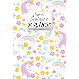 Agenda Scolaire 2025/2026 Kawaii: Planificateur Licorne Journalier (Deux jours par page) | Organisateur de Sept 2025 à Juil 2026 | Pour Filles et Adolescentes de Primaire, Collège, et Lycée