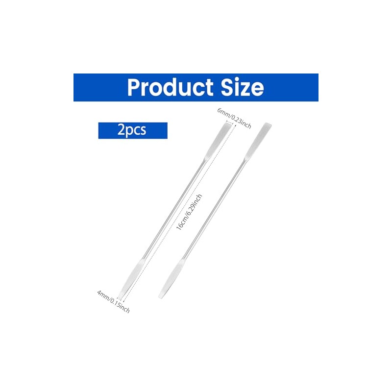 2Pcs Stainless Steel Lab Spatula, Micro Square/Round End Spatula, Lab