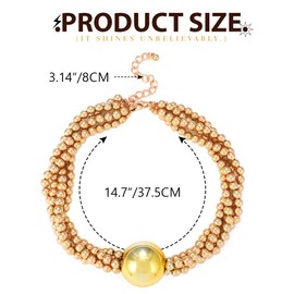 AJACITY Chunky Gold Choker Necklaces Beaded Statement Necklace for Women