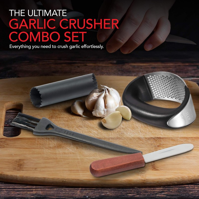 KOI ARTIASN Garlic Press Stainless Steel - Garlic Crusher Rocker