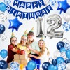 12th Birthday Party Decoration for Boys Girls, Blue Happy Birthday