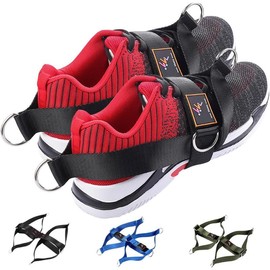 2 Pack Foot Strap for Cable Machine Fitness Attachment Ankle Straps Glute Kickback Leg Exercise for Cable Machines Shoe Cover Pull Belt-4 Ring - Color: Blue 2 Pack