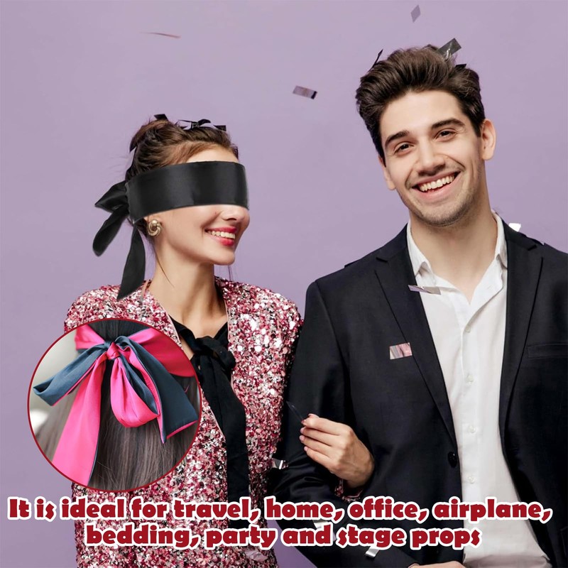 Blindfold Satin Eye Mask+Soft Silky Sleep Mask+Adjustable Comfortable Fit+1 Piece+135x7cm+Travel