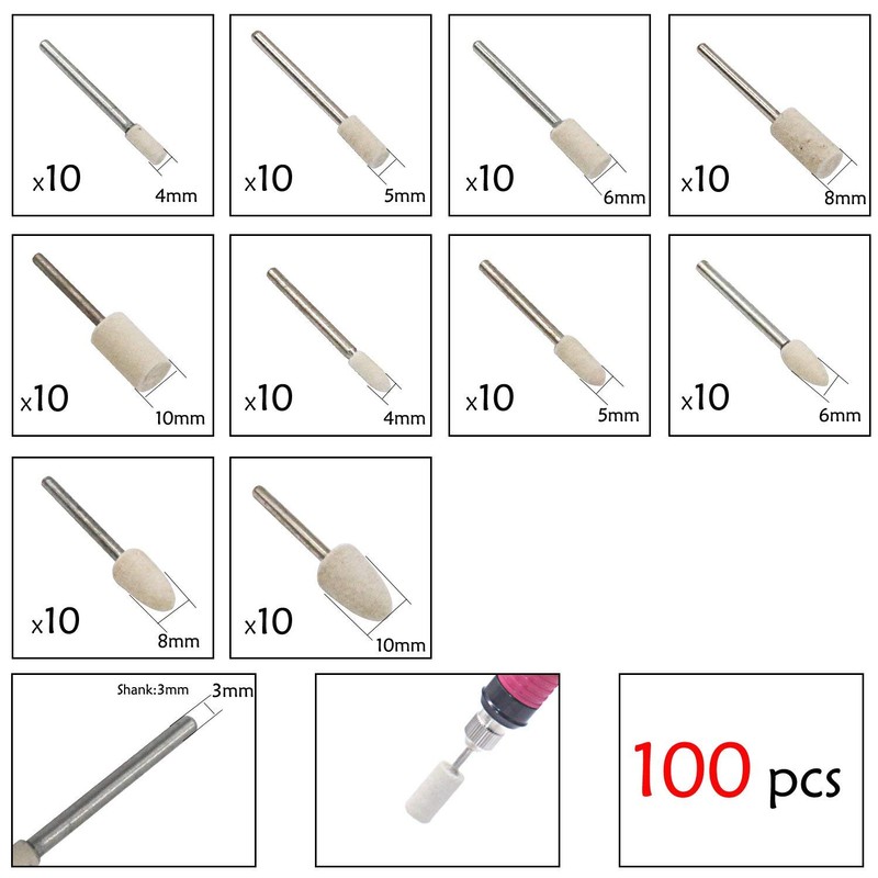 100Pcs Felt Polishing Wheels, Wool Buffing Pads, Grinding Head Wheel
