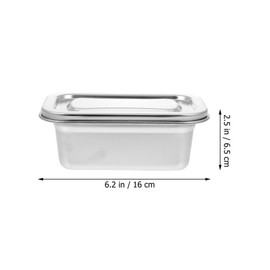 LALADEFIEE 2Pcs Stainless Steel Refrigerator Storage Box Set with Airtight Lids 6.29X3.93X2.55In Food Sealing Containers for Ice Cream and Fresh Fruit Organization