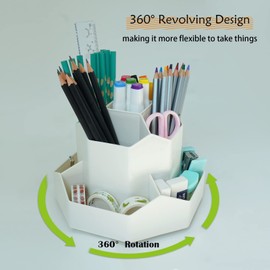 Cettkowns Upgrade 360 Degree Rotating Organizer Pencil Holder with 9 Slots, Multipurpose Desktop Storage Solution for Home Office Classroom School