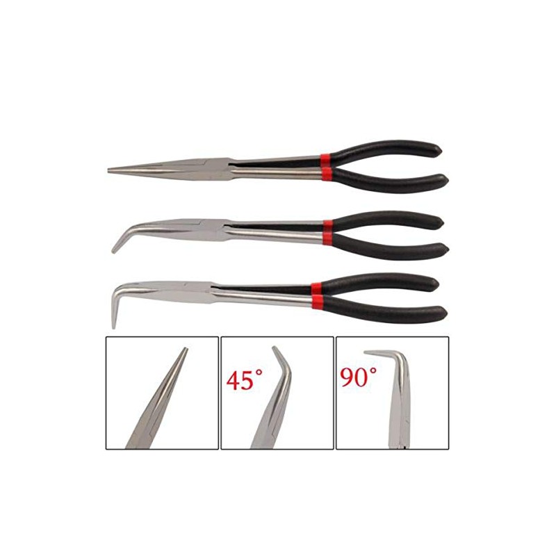 3Pcs 11 inch Extra Long Nose Pliers Set, Straight Needle