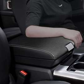 YOFAMO for RAM 2009-2018 Center Console Cover Anti-Scratch Waterproof Leather Armrest Pad Protector Cushion for Dodge RAM 1500 2500 3500 4500 5500 2009-2018 Interior Accessories(Carbon Fiber)