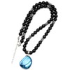 ElisaJewelryArt - Natural Blue Agate Crystal Pendant Black Lava Stone