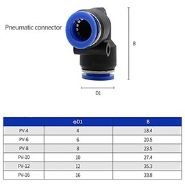 HATOOLHA® Push-to-Connect Fittings 10 Pcs Air Line Quick Connector Pneumatic Connector Kit Plastic Quick Release Connector (14mm, 2 Way Elbow)