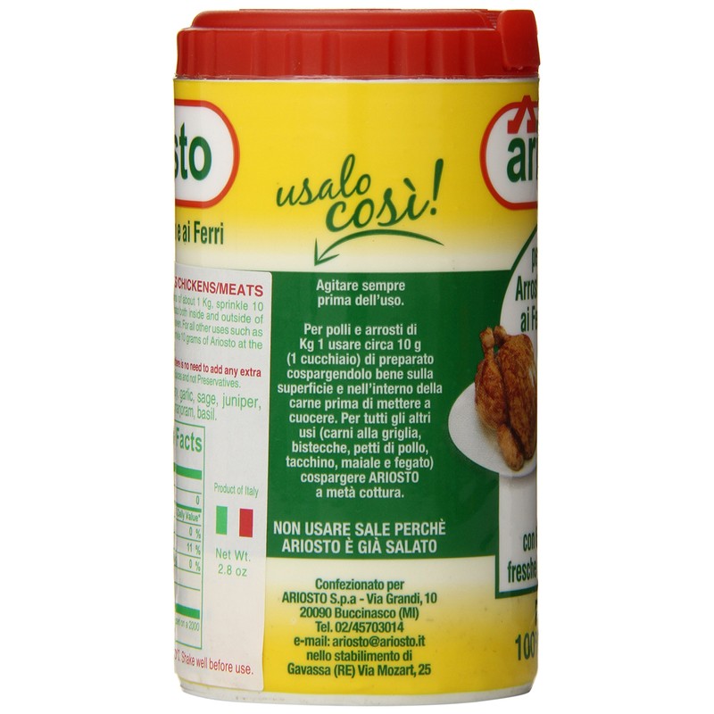 Ariosto Meat Seasoning, Roasted and Grilled, 2.8 Ounce, 1 Pack