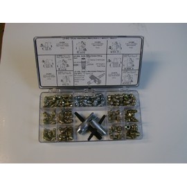 LUMAX LX-4843 Gold/Silver 6mm x 1 and 8mm x 1 and 10mm x 1 (Metric) 100 Piece Grease Fitting Assortment. Passivated Finish for Maximum Protection from Corrosion.