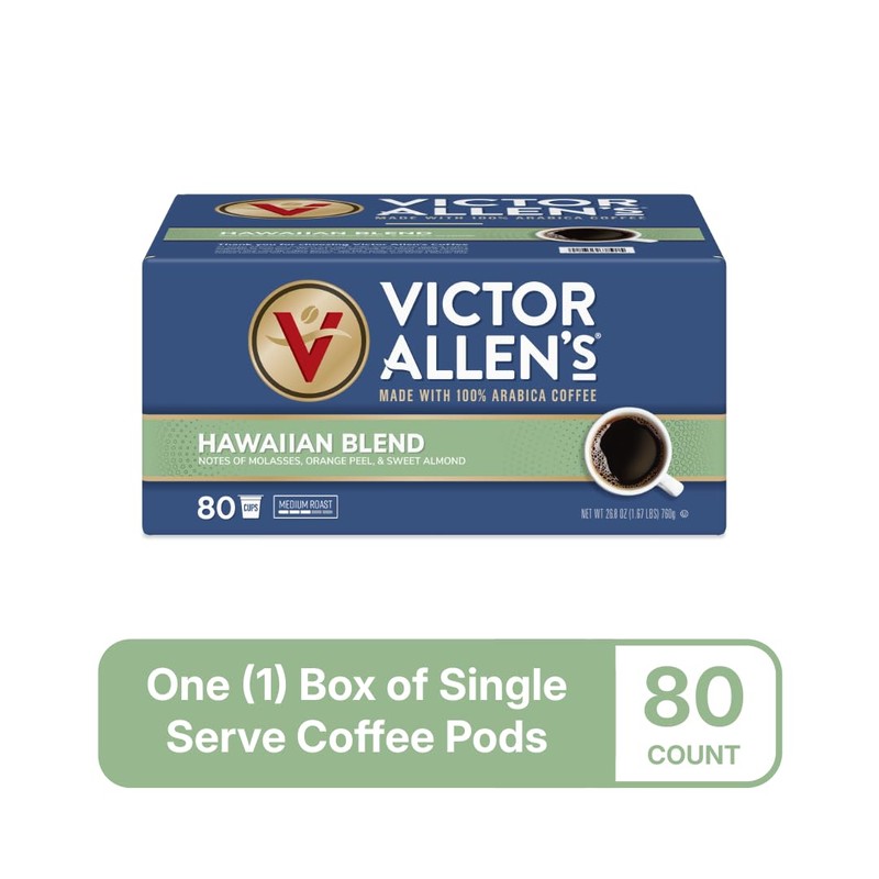 Victor Allen’s Coffee Pods Hawaiian Blend, Medium Roast, 80 Coffee