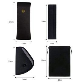 URAQT Gurtpolster Kinder, 3 Stück Auto Sicherheitsgurt Schulterpolster Gürtelkissen Schutzkissen und Samtbeutel Groß für mehr Komfort auf der Reise - Schwarz