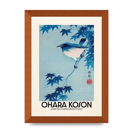 Lithobee - Ohara Koson Robin On A Maple Branch 1935 - Printed Wall Art Design in Sizes A2, A3 & A4 Framed in a Stylish Coloured Frame or Unframed (A4 Bronze Abraded Frame)