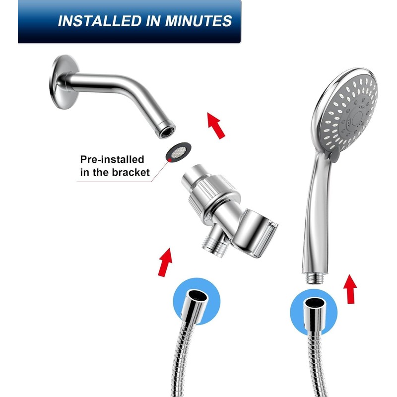 HOPOPRO Handheld Shower Head with High Pressure, 5 Spray &