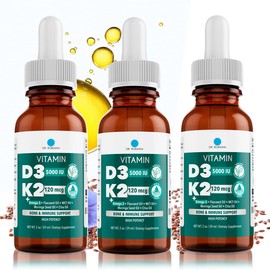 Dr. Robaina Vitamin D3 + K2 Drops – Vegan MCT Oil Liquid Supplement, 5000 IU D3 & 120 mcg MK-7, Sublingual Daily Vitamin D and K
