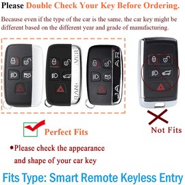 SANRILY Key Fob Cover Case for Land Rover Discovery LR2 for Range Rover Sport for Jaguar XF Keyless Remote Keychain Holder Cowhide Leather Key Protector Shell Off-White
