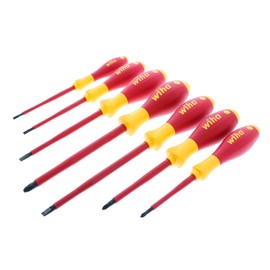 Wiha 32099 7 Piece Insulated SoftFinish Screwdriver Set, Long Reach, 1000-Volt VDE, Slotted and Phillips