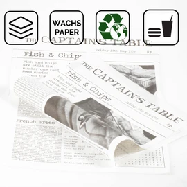 Kerafactum Pack of 20 Greaseproof Wax Sheets for French Fries Design Daily News Newspaper Bag Size 415 x 265 mm