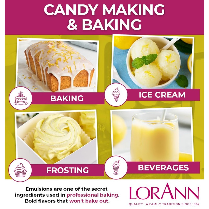 Lorann Oils Bakery Emulsions Natural and Artificial Flavor 4oz-Lemon, Other,