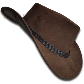 Oztrala Jacaru Hat Suede Leather Cowboy Men's Womens Childrens Kids Australian Outback Western Aussie WS 1007 US Brown