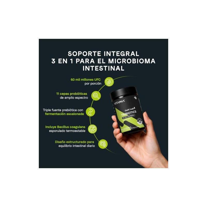 Tribiotics Probióticos, Prebióticos y Posbioticos 60 Mil Millones UFC Fórmula