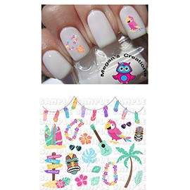 Tropical Hawaiian Parrot Nail Art Decals