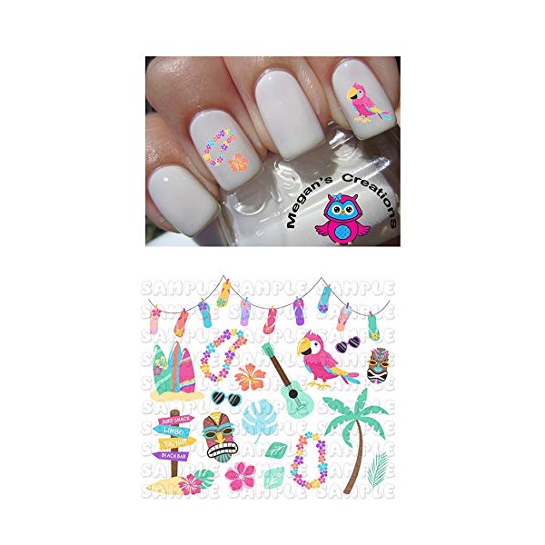 Tropical Hawaiian Parrot Nail Art Decals
