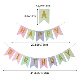 Happy Birthday Garland, Garland Birthday, Happy Birthday Decoration, Bright Colours, for Adults and Children, Birthday Party Decoration