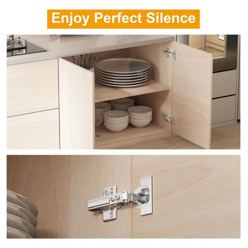 Luokim 2-Pack Frameless Full Overlay Soft Close Cabinet Hinges, 50%