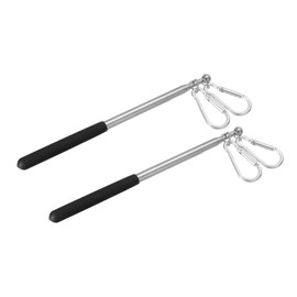 PATIKIL 2pcs 3.3ft Telescopic Handheld Flagpole Tour Guide Flagpole Stainless Steel Portable Folding Flagpole with Clip Educational Pointer for Training Black