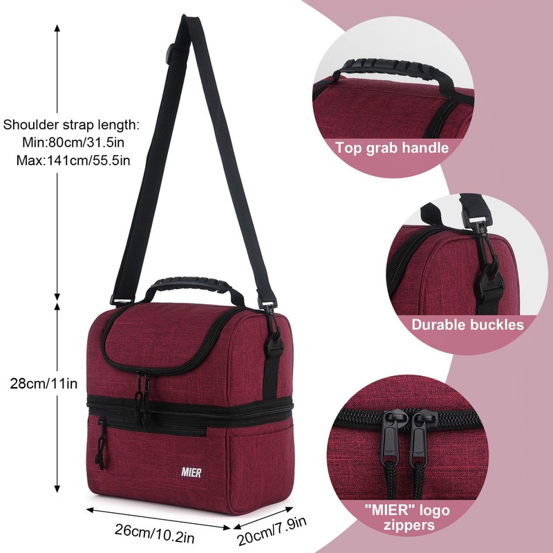 MIER Insulated Lunch Box Insulated Cool Tote Bag Lunch Kit