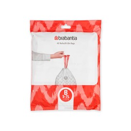 Brabantia PerfectFit Trash Bags (Size B/1.3 Gal) Thick Plastic Trash Can Liners with Drawstring Handles (40 Bags)