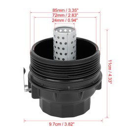 X AUTOHAUX Black Oil Filter Cap Cover 15650-38020 Replacement for Toyota 4Runner FJ Tundra for Lexus