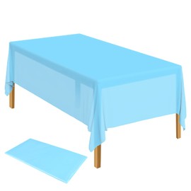 ELECLAND Blue Plastic Table Cover 137 x 274 cm Baby Blue Plastic Tablecloth Rectangle Table Covers for Indoor or Outdoor Baby Shower, Wedding, Birthday Party Decorations