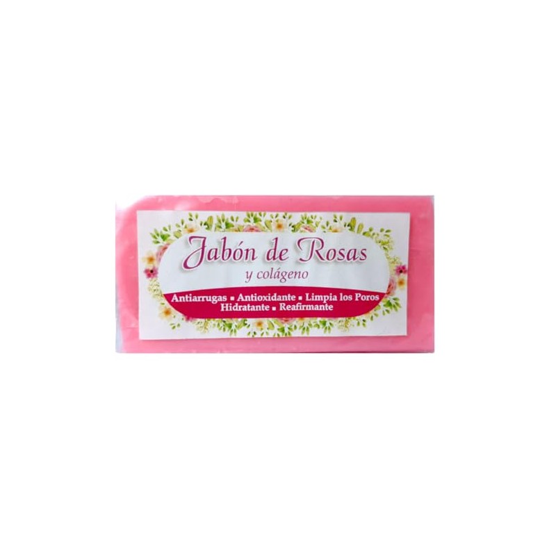 Jabón Artesanal de Rosas y Colágeno 100gr, Natural.